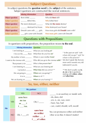 Subject questions too neither questions with prepositions